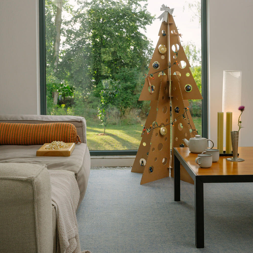 ROOM IN A BOX - large Zero Waste Christmas Tree in living room