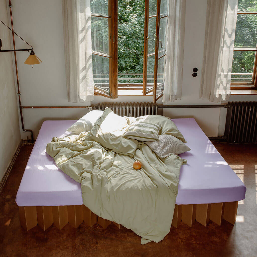 RIAB Organic Cotton Fitted Sheet in lilac