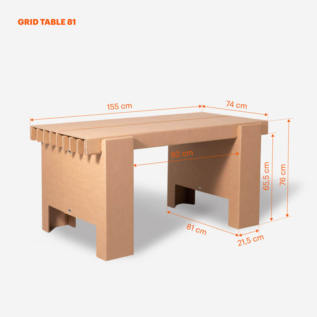 RIAB GRID Table large single in natural with measurements