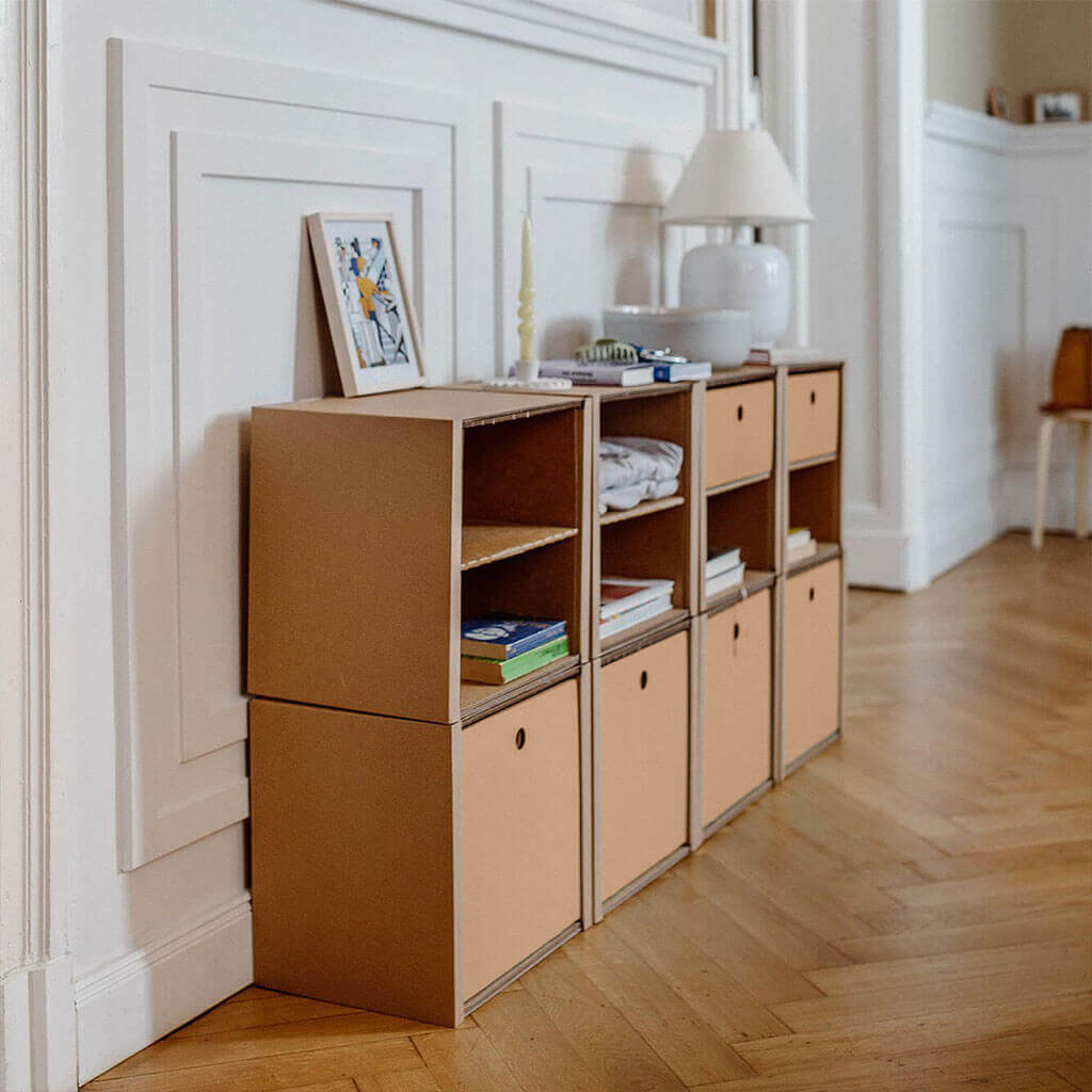 ROOM IN A BOX modular shelving system 2x4 with drawers in natural 