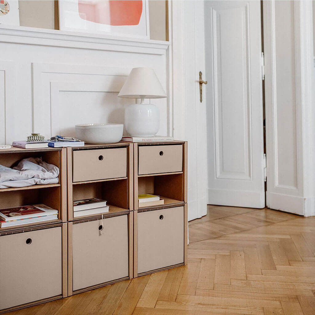 ROOM IN A BOX modular shelving system 2x4 with drawers in natural 