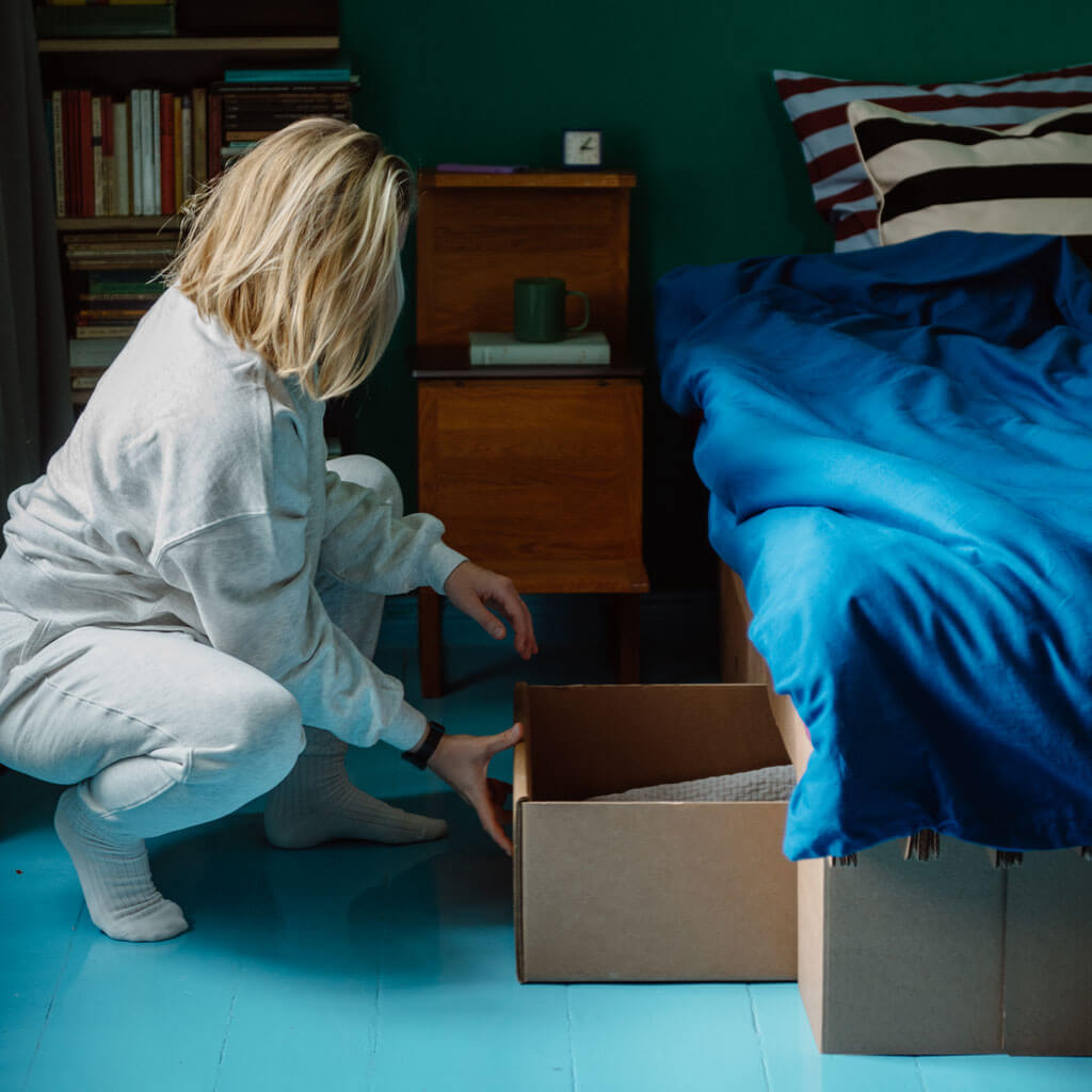 ROOM IN A BOX GRID Bed storage bed natural with drawers, mattress and bed linen