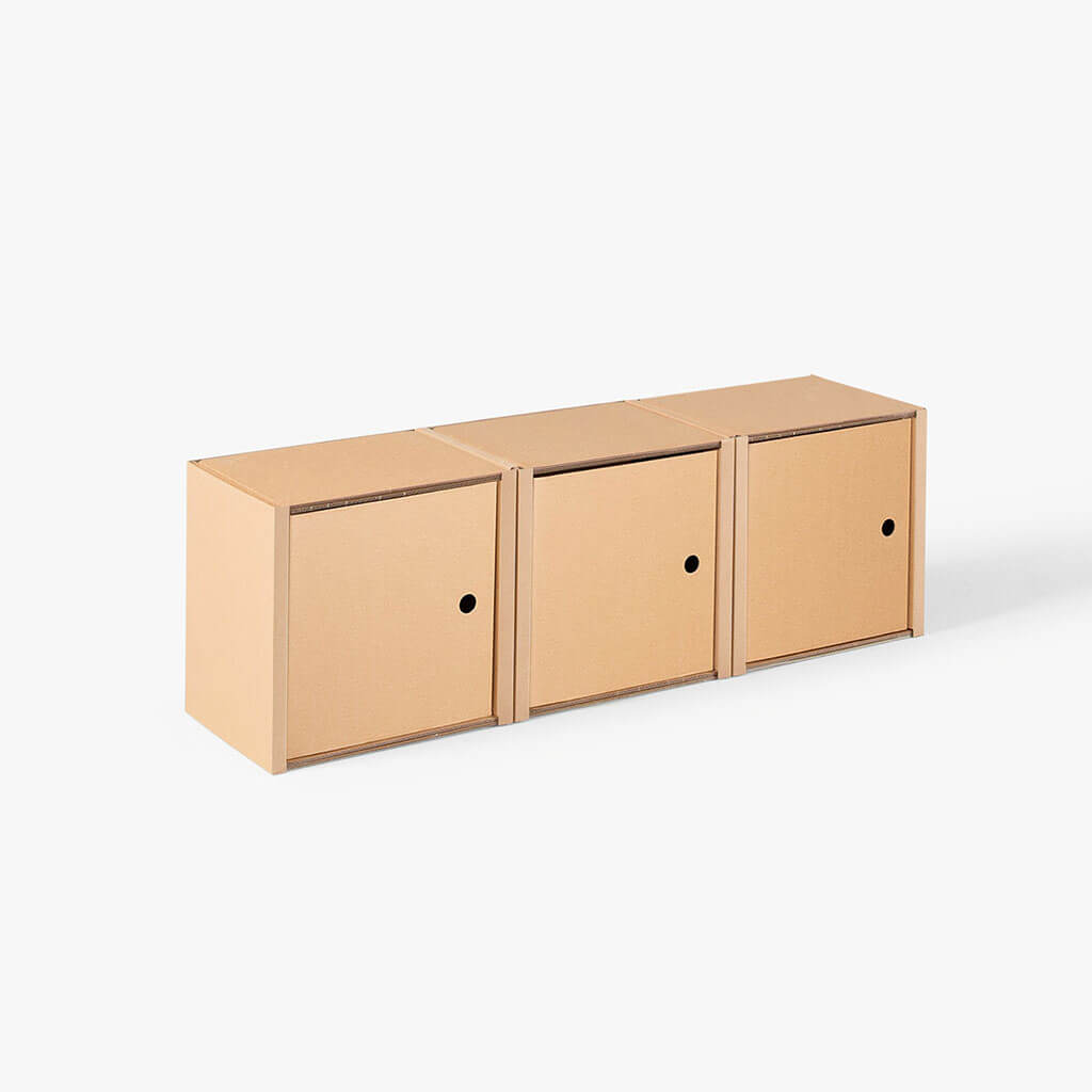 ROOM IN A BOX modular shelving system shelf 1x3 with natural doors