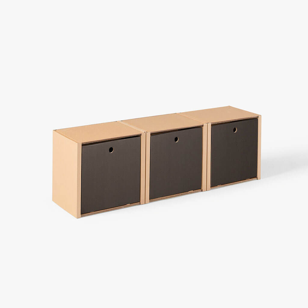 ROOM IN A BOX modular shelving system shelf 1x3 with black drawers