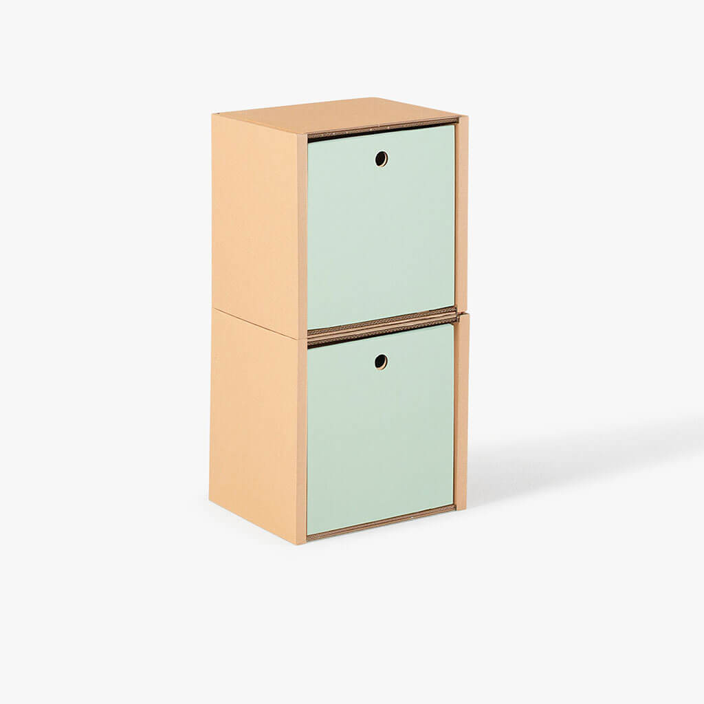 ROOM IN A BOX modular shelving system shelf 2x1 with 2 sage drawers