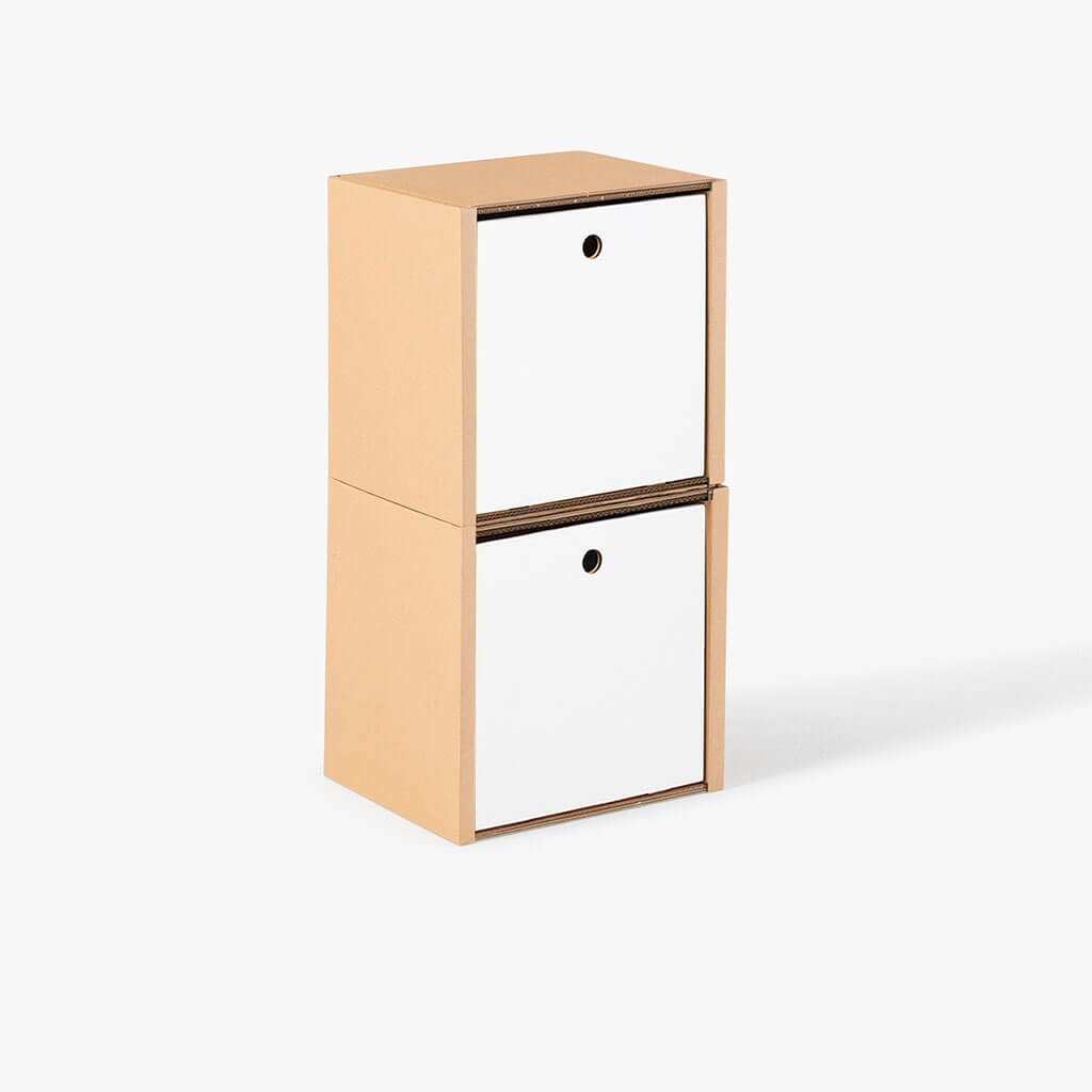 ROOM IN A BOX modular shelving system shelf 2x1 with 2 white drawers
