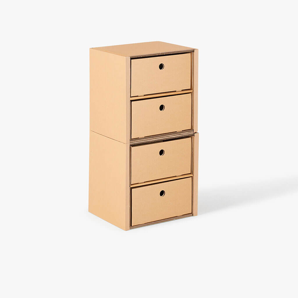 ROOM IN A BOX modular shelving system shelf 2x1 with 2 natural double drawers