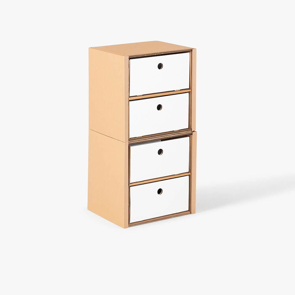 ROOM IN A BOX modular shelving system shelf 2x1 with 2 white double drawers