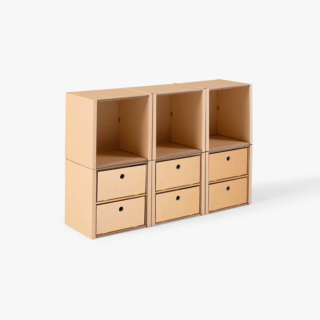 ROOM IN A BOX modular shelving system 2x3 with natural double drawers