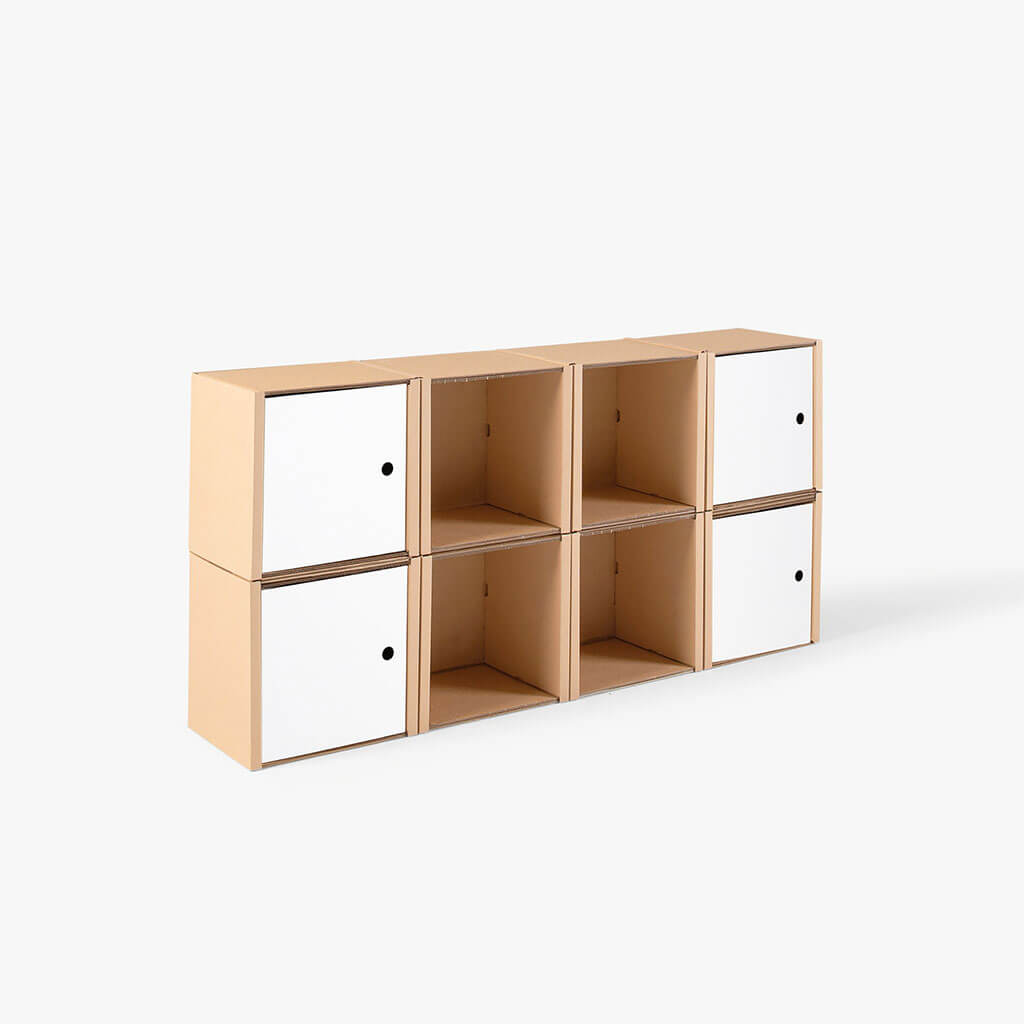 ROOM IN A BOX modular shelving system shelf 2x4 with 4 doors white