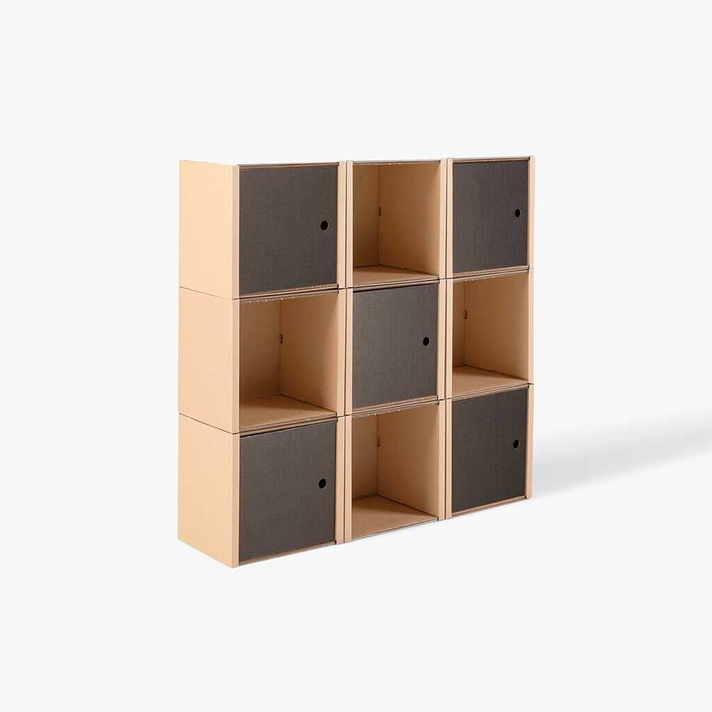 ROOM IN A BOX modular shelving system shelf 3x3 with 5 black doors