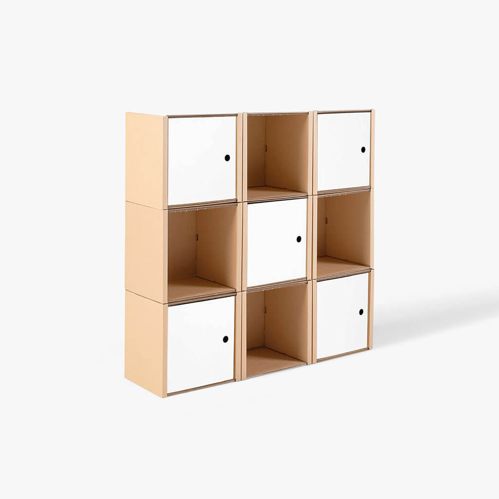 ROOM IN A BOX modular shelving system shelf 3x3 with 5 white doors