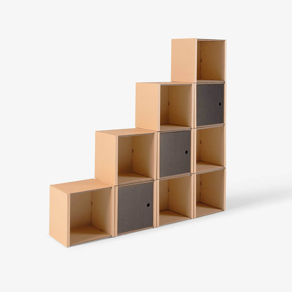 ROOM IN A BOX modular shelving system stair shelf large with 3 doors black