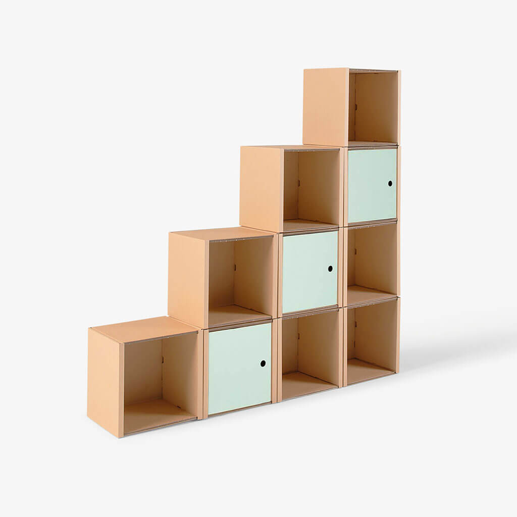 ROOM IN A BOX modular shelving system stair shelf large with 3 doors sage