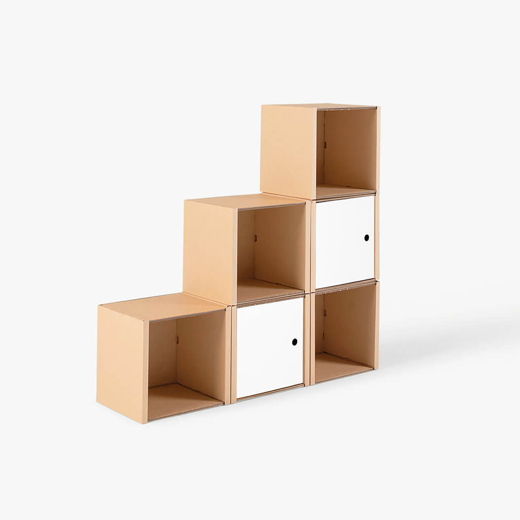 ROOM IN A BOX modular shelving system stair shelf small with 2 doors white