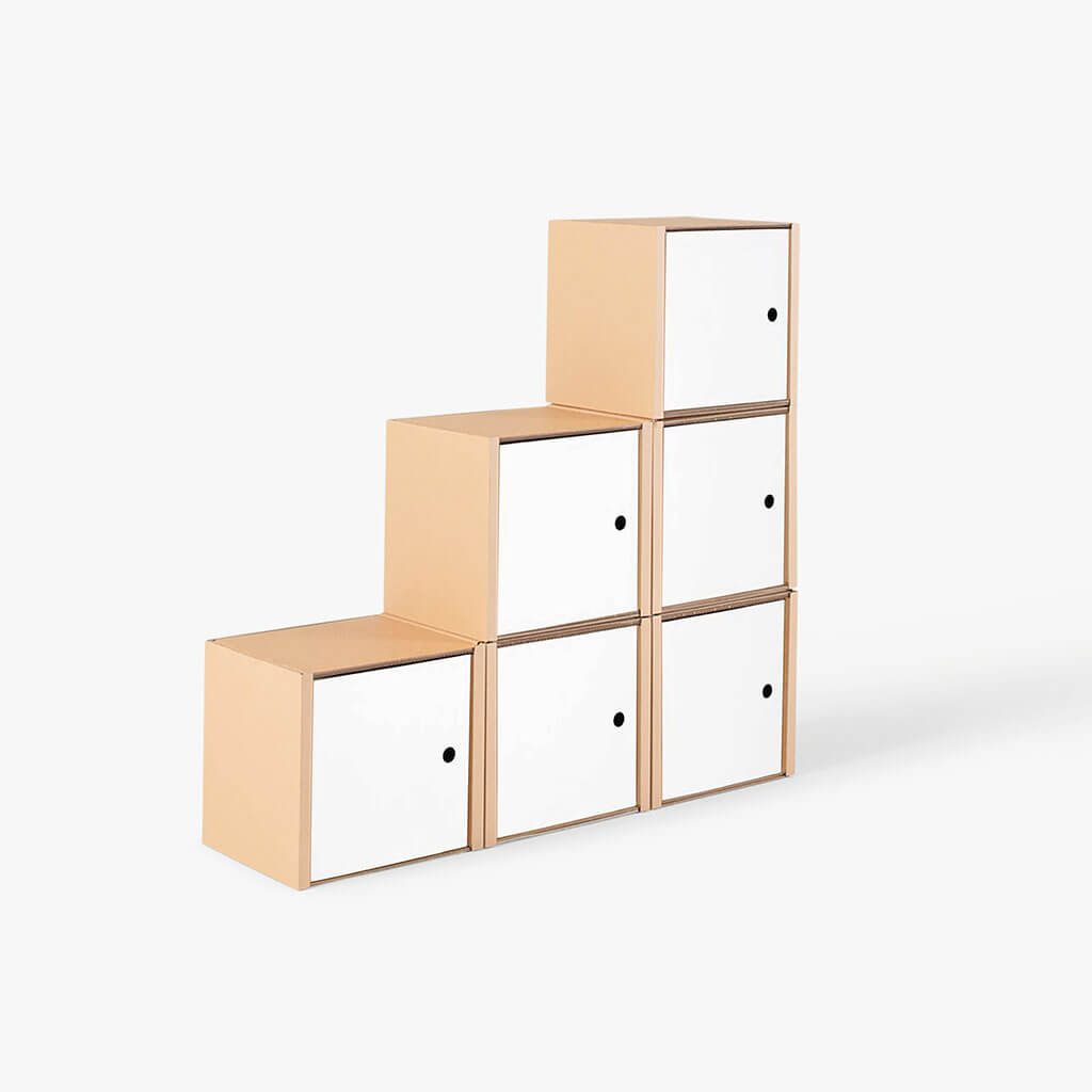 ROOM IN A BOX modular shelving system stair shelf small with 6 doors white