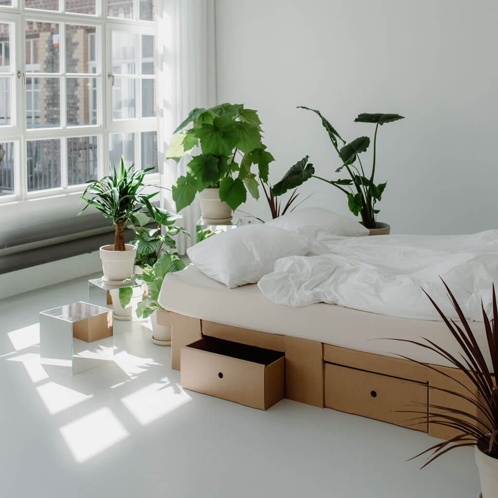ROOM IN A BOX storage bed with drawers in natural